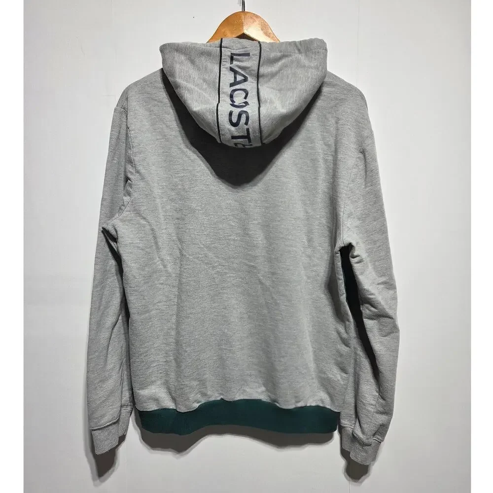 Lacoste Sleepwear Men's Hooded Sweatshirt Green Blue & Gray Size Large